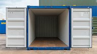 Shipping container cargo doors open