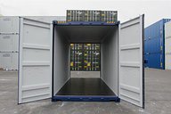 Doors Open on a Blue 20ft High Cube Tunnel Shipping Container