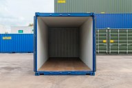 20ft New Blue Shipping Container Internal View with Doors Open