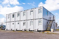 Modular building complex, six bays wide, two bays tall, two bays deep