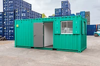 20ft 50/50 office store container with windows and door open, custom paint