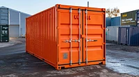 20ft container workshop with custom orange paint