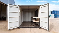 20ft shipping container bar with custom exterior, worktops and serving hatch