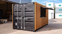 20ft shipping container bar conversion with custom exterior and serving hatch