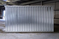 Flat Pack storage container side, galvanised steel finish