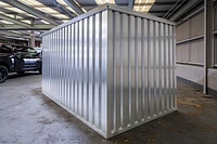 Flat Pack storage container rear right, galvanised steel finish