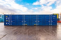 40ft multistore container unit with four cargo doors, painted blue