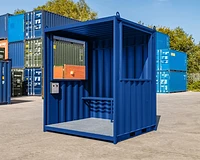 Smoking shelter converted container in blue