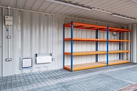 20ft chemical storage container interior with electrics and racking