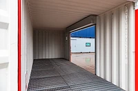 20ft chemical storage container interior with open roller shutter