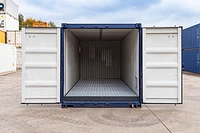 20ft chemical storage container with open doors showing bund flooring