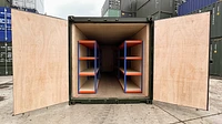 Army Cadets container modification with racking and ply lining