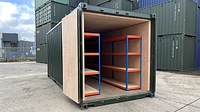 Army Cadets container modification with racking and ply lining