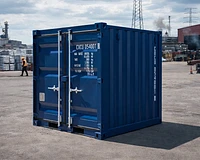 8ft shipping container in an industrial setting