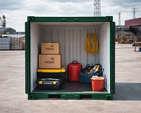 8ft shipping container in an industrial setting