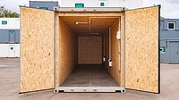 British Solar Renewables custom shipping container with ply lining, electrics and lighting