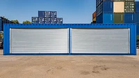 40ft shipping container dual roller shutter doors down the long side