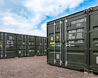 Self storage site using Cleveland Containers 20ft new (one trip) green shipping containers