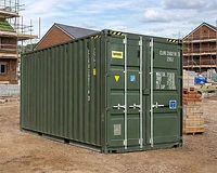 20ft high cube shipping container in a construction setting
