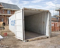 30ft shipping container in a construction setting