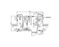 Specification drawing for 2+1 toilet and shower block accommodation unit