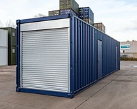 40ft High Cube Fitted with Roller Shutter Door, Personnel Doors and Melamine Lined