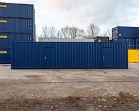 40ft High Cube Fitted with Roller Shutter Door, Personnel Doors and Melamine Lined