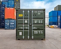 20ft new (one trip) shipping container in green RAL 6007