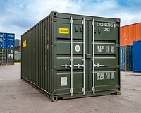 20ft new (one trip) shipping container in green RAL 6007