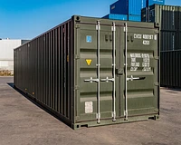 40ft new (one trip) standard shipping container in green RAL 6007