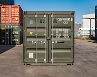 40ft new (one trip) standard shipping container in green RAL 6007