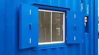 Container with windows and shutters