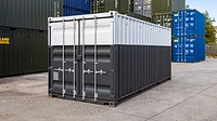 20ft container split painted in white and dark grey