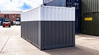 20ft container rear split painted in white and dark grey