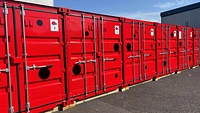 Red spotted containers at Ladybird Self Storage