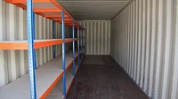 30ft Racked Container Interior Shelving Front View