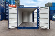 20ft Side Opening Shipping Container (Blue) end open