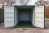 20ft New (One Trip) Container - Green doors open
