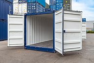 20ft Standard Side Opener Shipping Container (Blue) all doors open