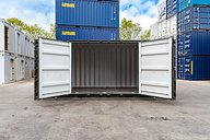 20ft High Cube Opening Shipping Container (Green) doors half open