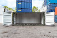 20ft High Cube Opening Shipping Container (Green) doors fully open