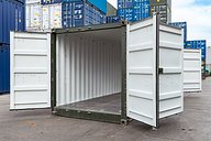 20ft High Cube Opening Shipping Container (Green) all doors open