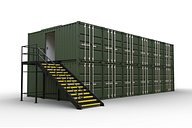 Full View of Shipping Container Topper Units and Staircase