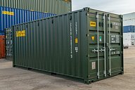 20ft New Shipping Container in Green Three Quarter View