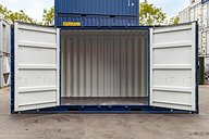20ft High Cube Side Opening Shipping Container (Blue) half open