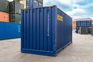 20ft High Cube Side Opening Shipping Container (Blue) rear