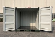 Green 8ft Shipping Container Doors Open