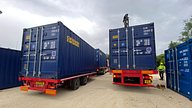 20ft Blue Containers Being Delivered