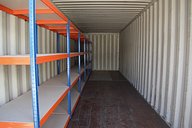 30ft Racked Container Interior Shelving Front View
