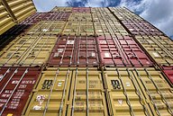 Used Containers Stacked at Middlesbrough Depot